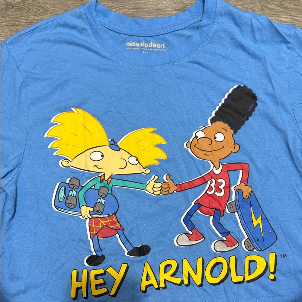 Nickelodeon Blue Hey Arnold Graphic Tee with Yellow Lettering - Picture 4 of 4